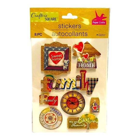 Crafters Square 8pc Dimensional Home & Family Glitter Stickers - Picture 2 of 2
